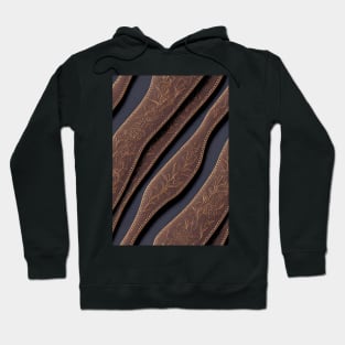 Dark Brown Ornamental Leather Stripes, natural and ecological leather print #64 Hoodie